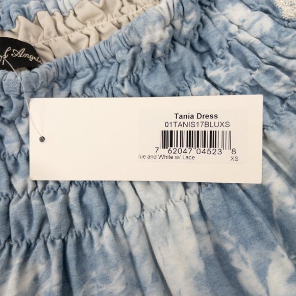 Union of Angels Above Knee Dress Long Sleeve Boat Neck Blue Off White Si… - Picture 6 of 7